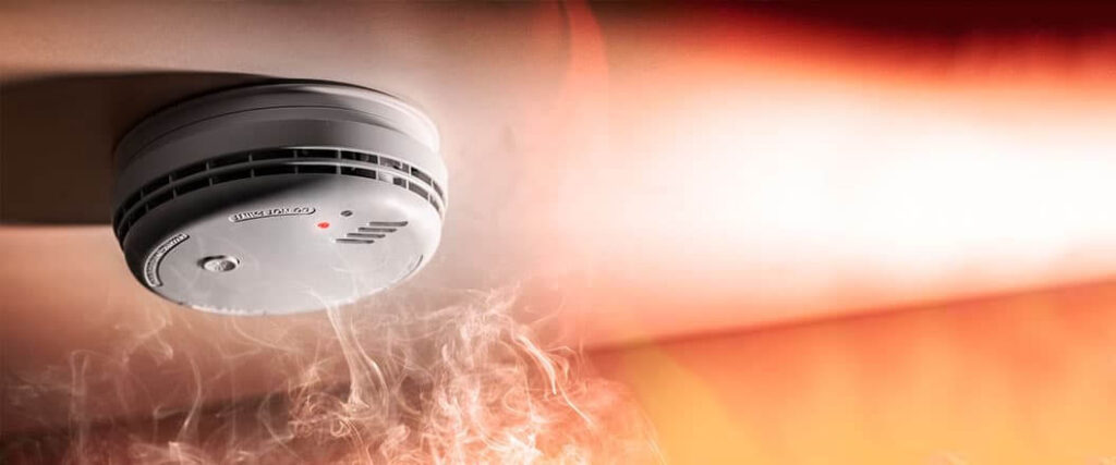 smoke detector working in a fire