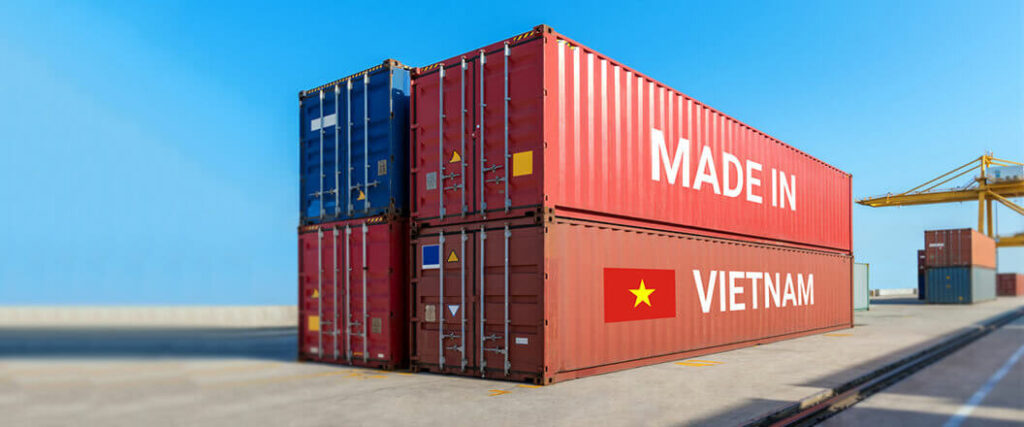 Import costs from Vietnam include the cost of shipping commodities in cargo containers such as the ones pictured here.