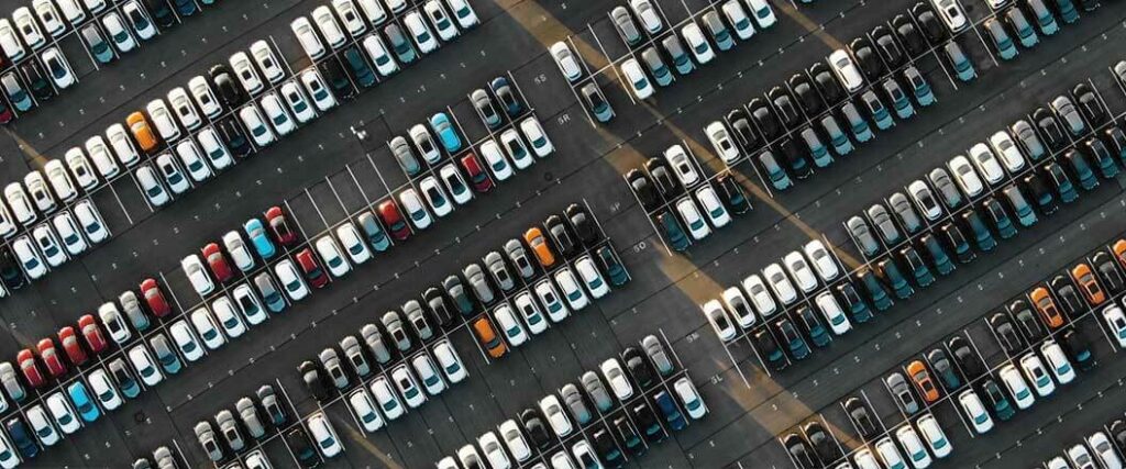 Hundreds of vehicles parked at port ready to be imported to the U.S.