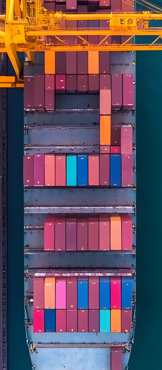 Aerial view of cargo ship